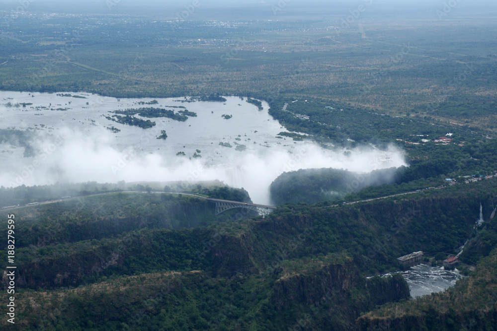 The Victoria falls (South Africa) is 1708 meters wide. National Parks and World Heritage Site.