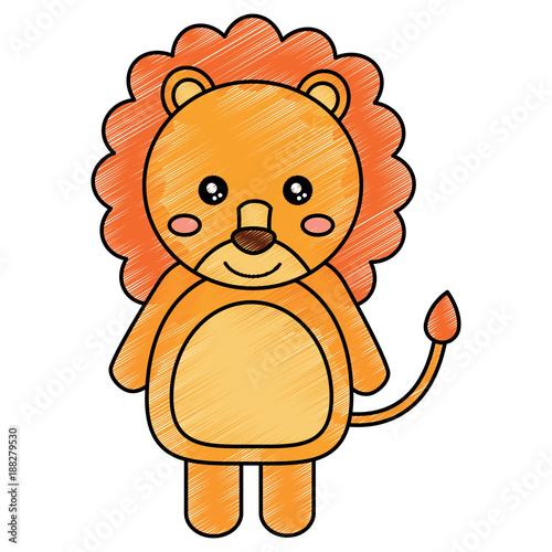 lion cute animal icon image vector illustration design  sketck style photo