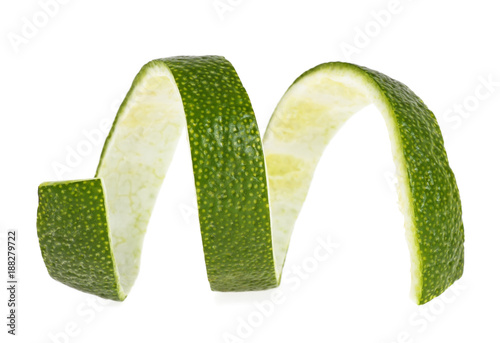 Lime skin on a white background, close up