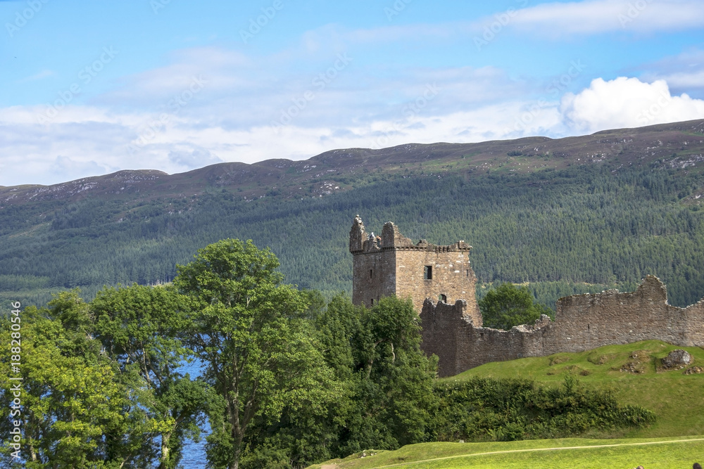 Urquhart Castle and Loch Ness. Drumnadrochit, Inverness, Scotland, United Kingdom. August 2016
