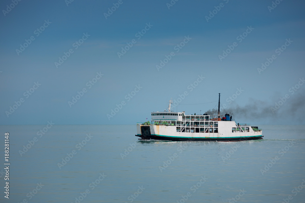 White passenger ferry boat to Samui island, Thailand
