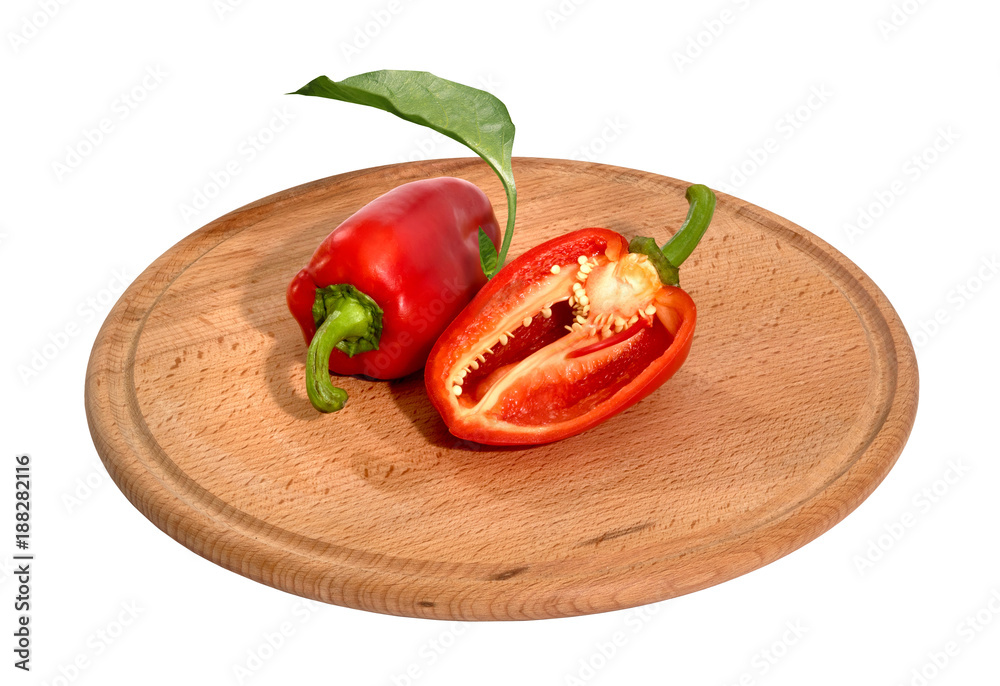 Paprika. Pepper isolated on white background. Red sweet pepper, on a tray Paprika. Pepper isolated on white background. Red sweet pepper, on a tray