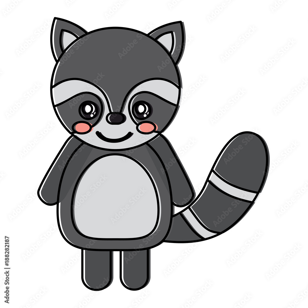 cute raccoon animal standing cartoon wildlife vector illustration