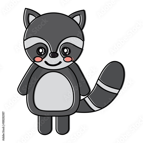 cute raccoon animal standing cartoon wildlife vector illustration © Gstudio