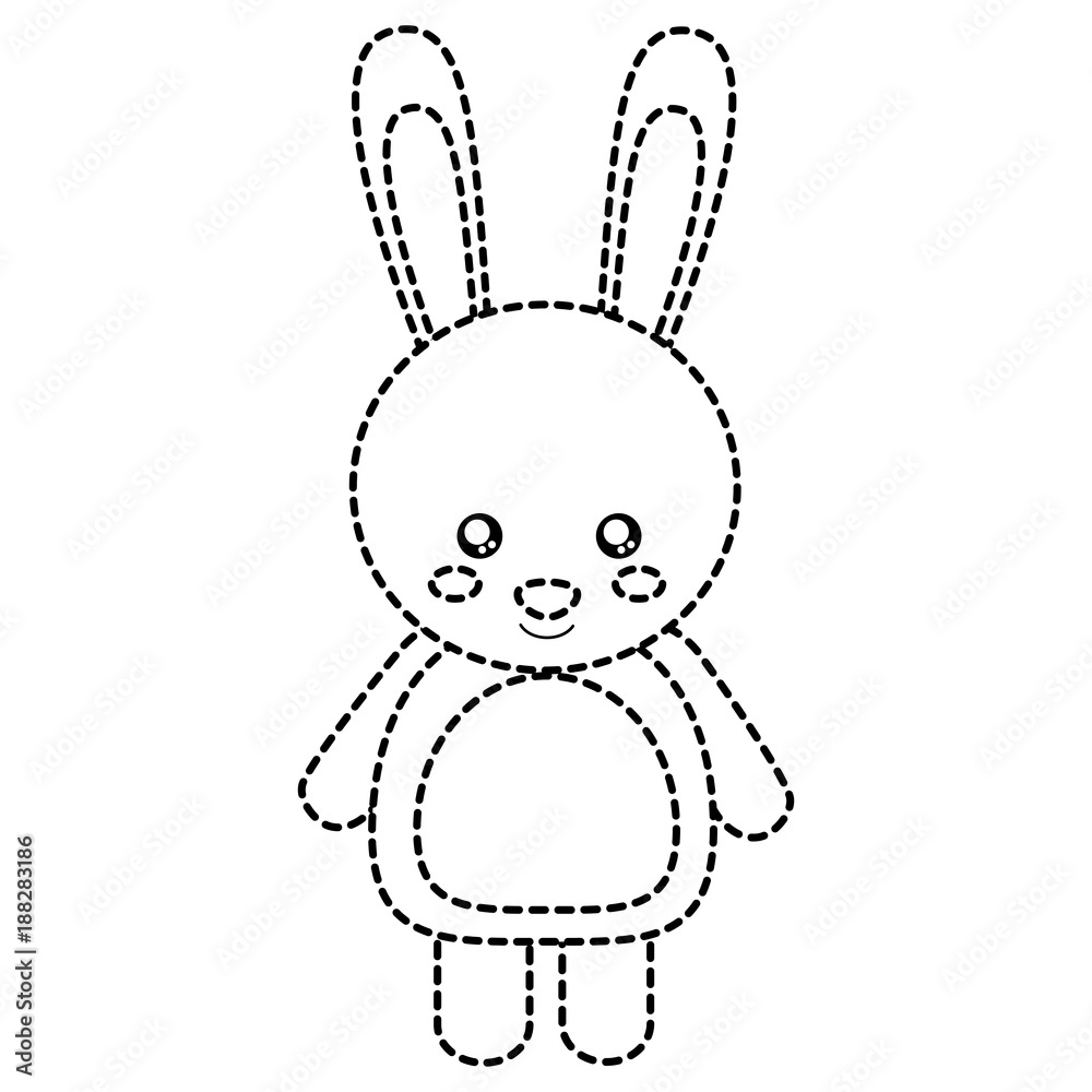 rabbit or bunny cute animal icon image vector illustration design black dotted line rabbit or bunny cute animal icon image vector illustration design black dotted line
