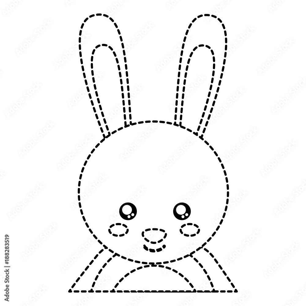 rabbit or bunny cute animal icon image vector illustration design black dotted line rabbit or bunny cute animal icon image vector illustration design black dotted line