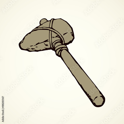 Prehistoric hammer. Vector drawing