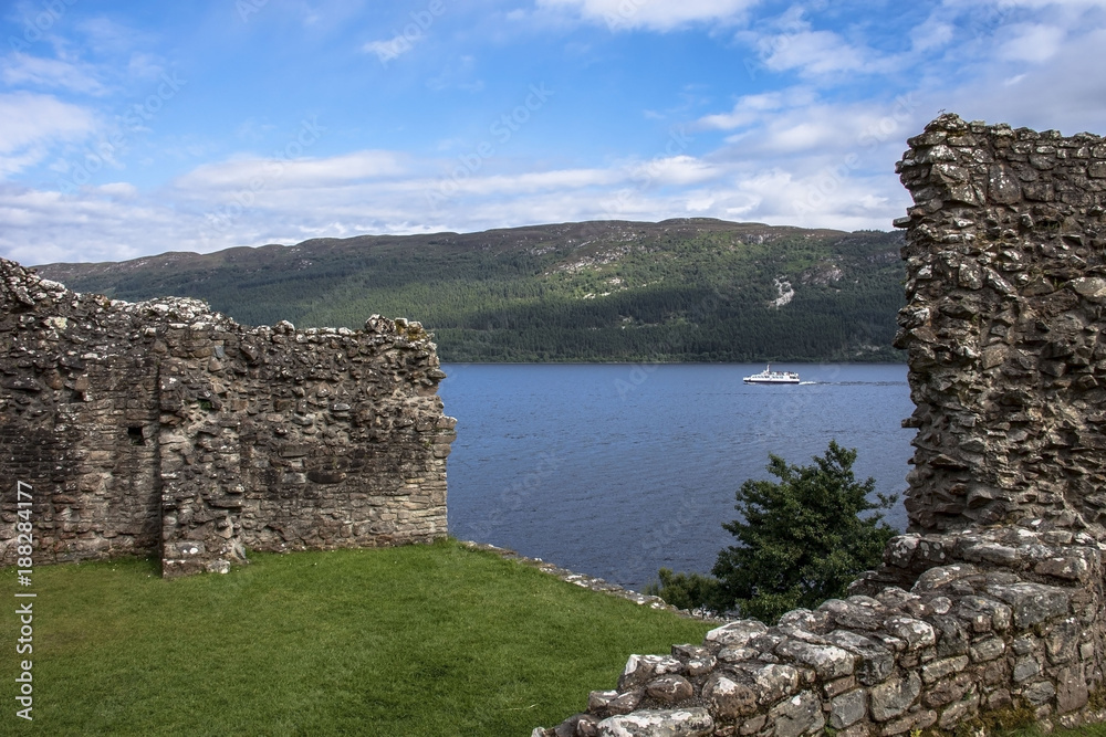 Loch Ness in Scotland, United Kingdom. View from Urquhart Caste. August 2016