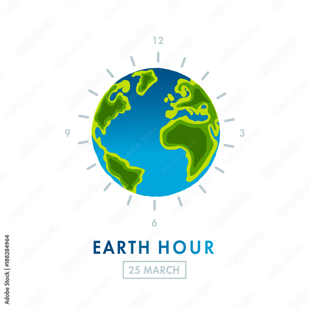 Illustration of Earth hour. 25 march