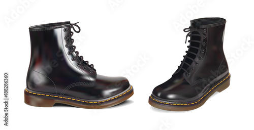glossy patent leather boots
