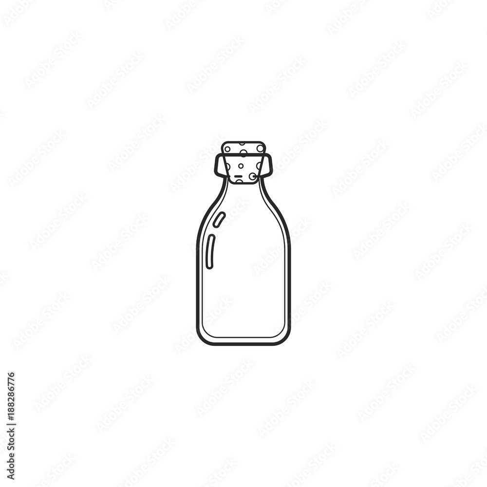 Icon Glass medical bottle with stopper in line style Icon Glass medical bottle with stopper in line style