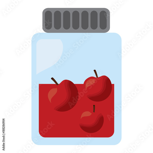 glass bottle apple fruit juice vec vector illustration