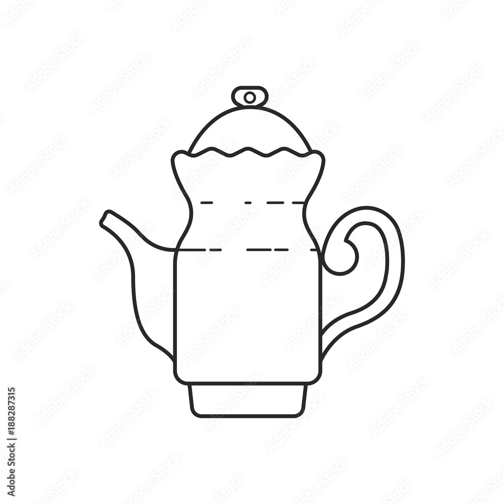 Obraz premium Icon line vintage golden ceramic kettle