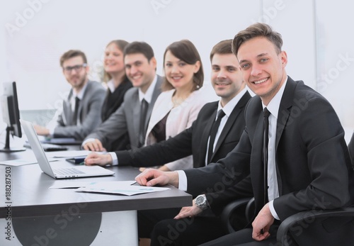 portrait of successful business team in office