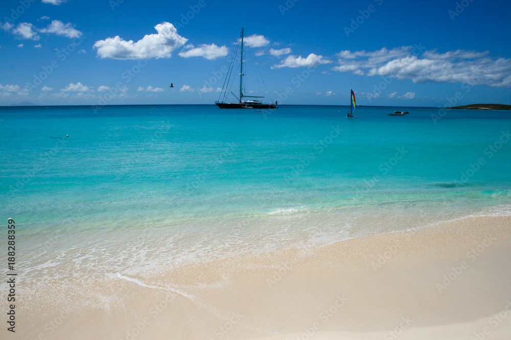 Boats at sea on the caribbean island of Anguilla