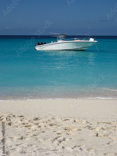 Speedboat in the Anguilla caribbean beach