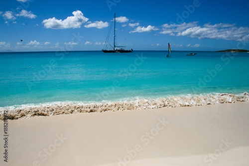 Fototapeta Naklejka Na Ścianę i Meble -  Boats out at sea in Anguilla 