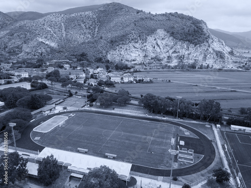 Canvas Print Athletics field, aerial view