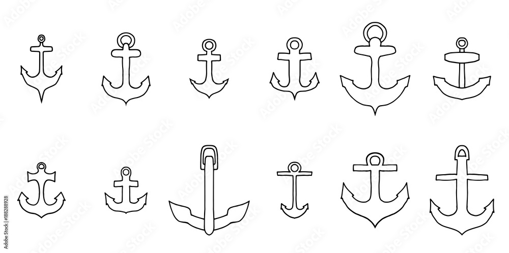 anchor outline icon set anchor outline icon set