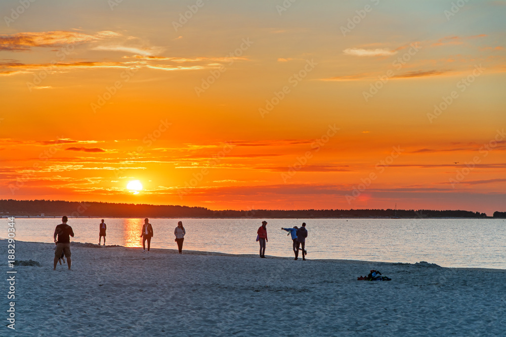 Fototapeta premium sunset at the beach of Prerow, Baltic Sea, Germany