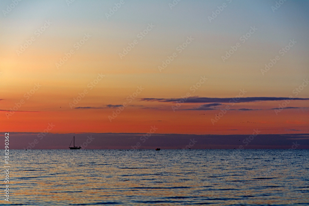 Obraz premium sunset over sea, Baltic Sea, Germany
