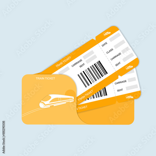 Modern Train  ticket, Travel by Railway.  Isolated object on white. © tartumedia
