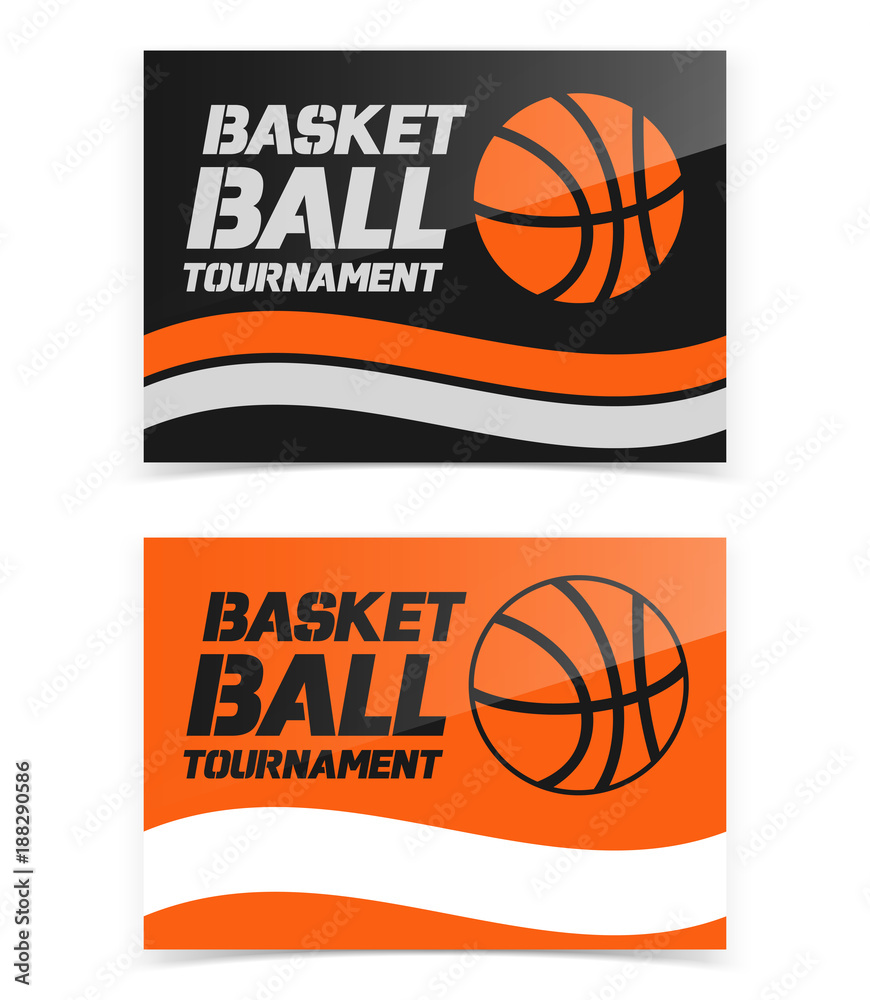 Flyer or web banner design with basketball ball icon