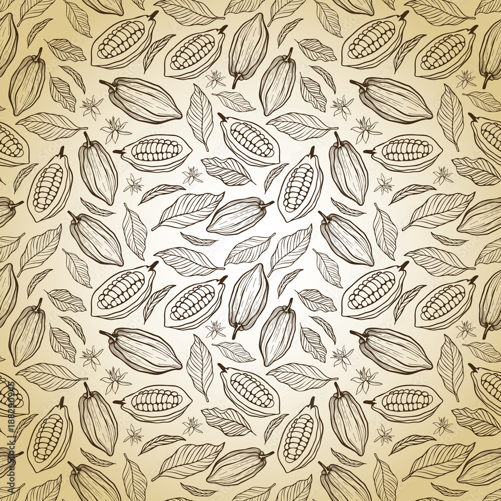 Fototapeta premium cacao beans seamless pattern