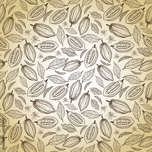cacao beans seamless pattern