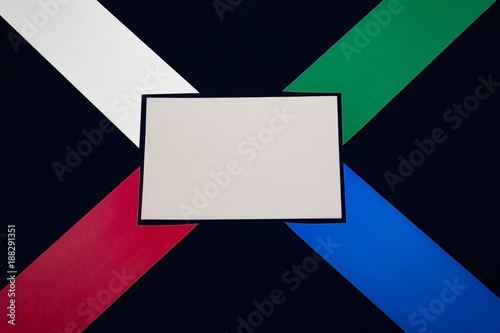 Colored arrows with paper sticker for textspase on dark blue background photo