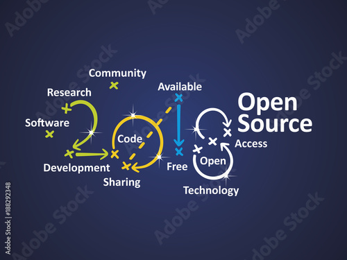 Open Source 2018 blue background vector