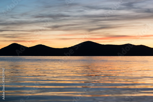 silhouette of distant mountains of Dalmatian islands © aerogondo