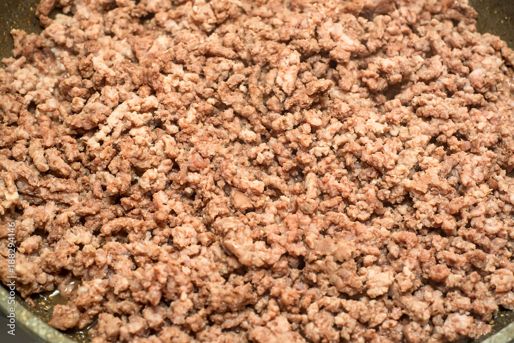 Close-up of fried minced meat Close-up of fried minced meat