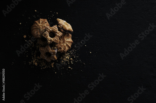 stack of cookies on a black background