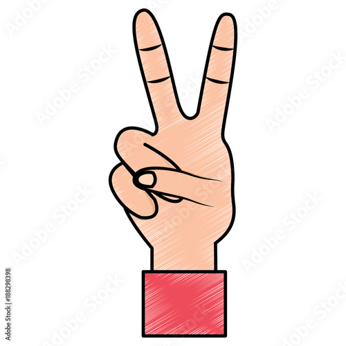 two fingers up peace hand gesture icon image vector illustration design 