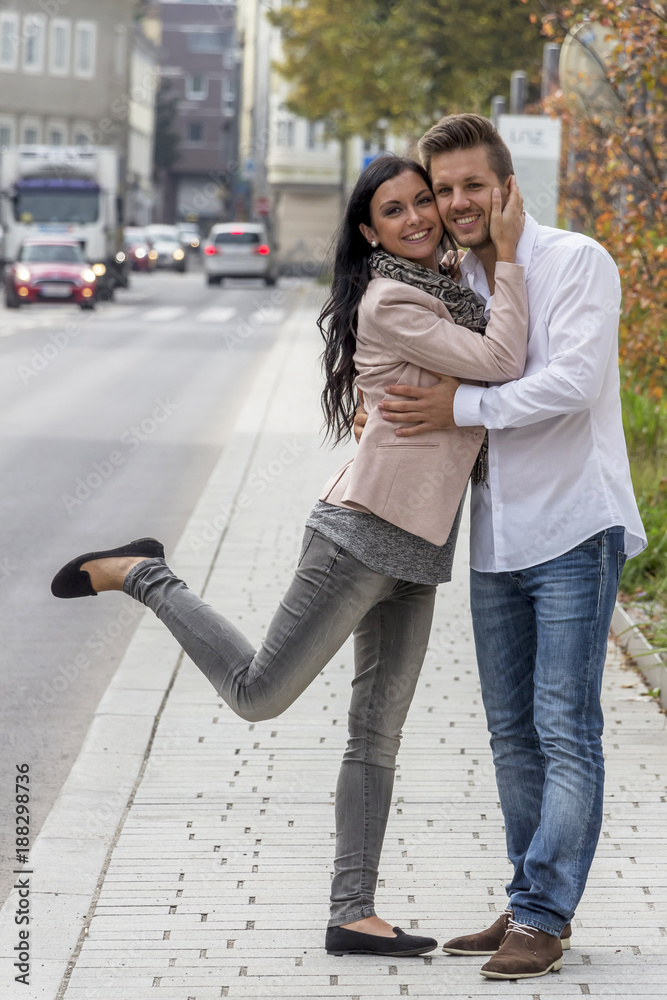 loving couple in urban environment