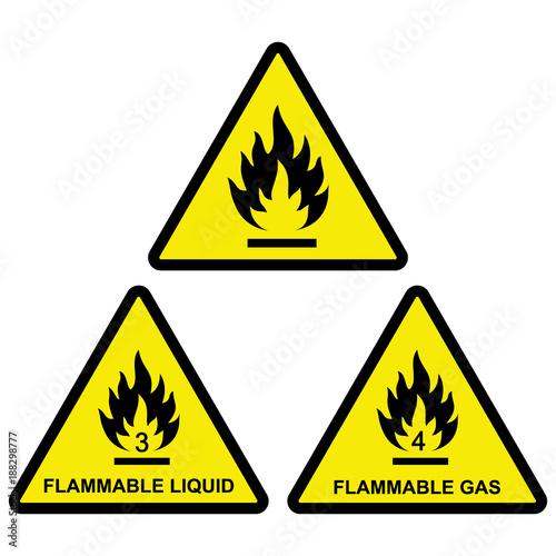 flammable icons set, flammable liquid, flammable gas