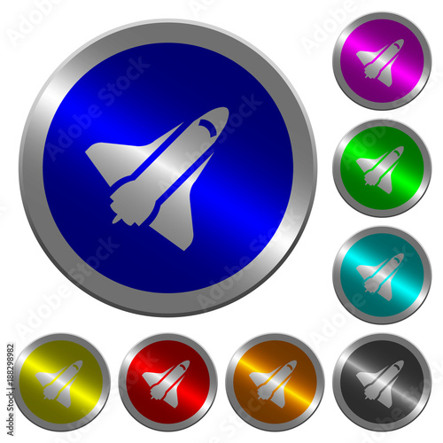 Space shuttle luminous coin-like round color buttons
