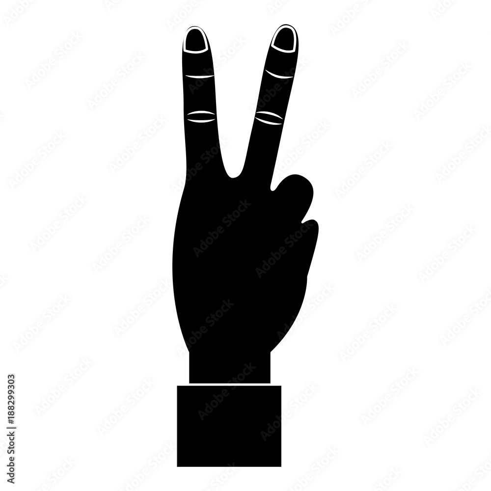 Obraz premium two fingers up peace hand gesture icon image vector illustration design black and white
