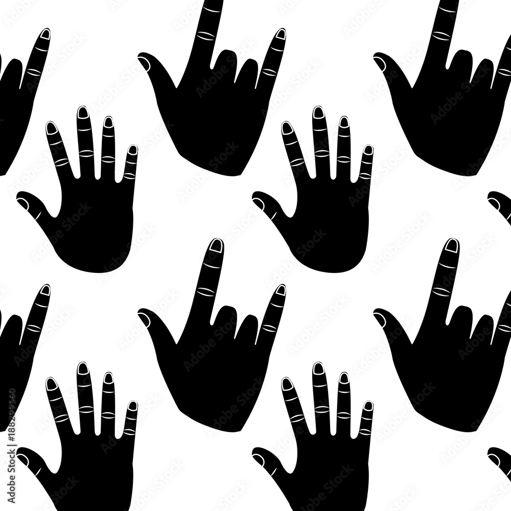 Obraz premium hand gesture pattern image vector illustration design black and white
