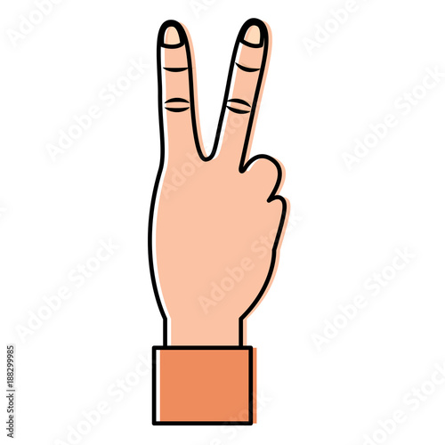 hand with two fingers victory peace and love sign vector illustration  design photo