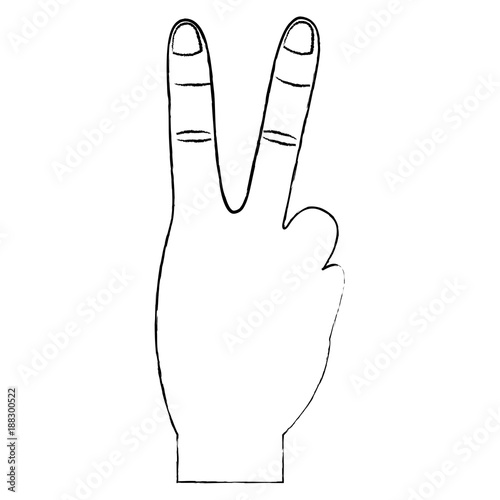 hand with two fingers victory peace and love sign vector illustration  design photo