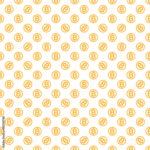 Vector seamless pattern with bitcoins. Cryptocurrency repeating background.