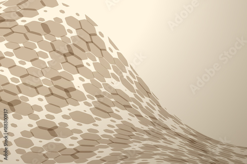 Abstract brown background with hexagon shapes different opacity and various silhouettes. photo