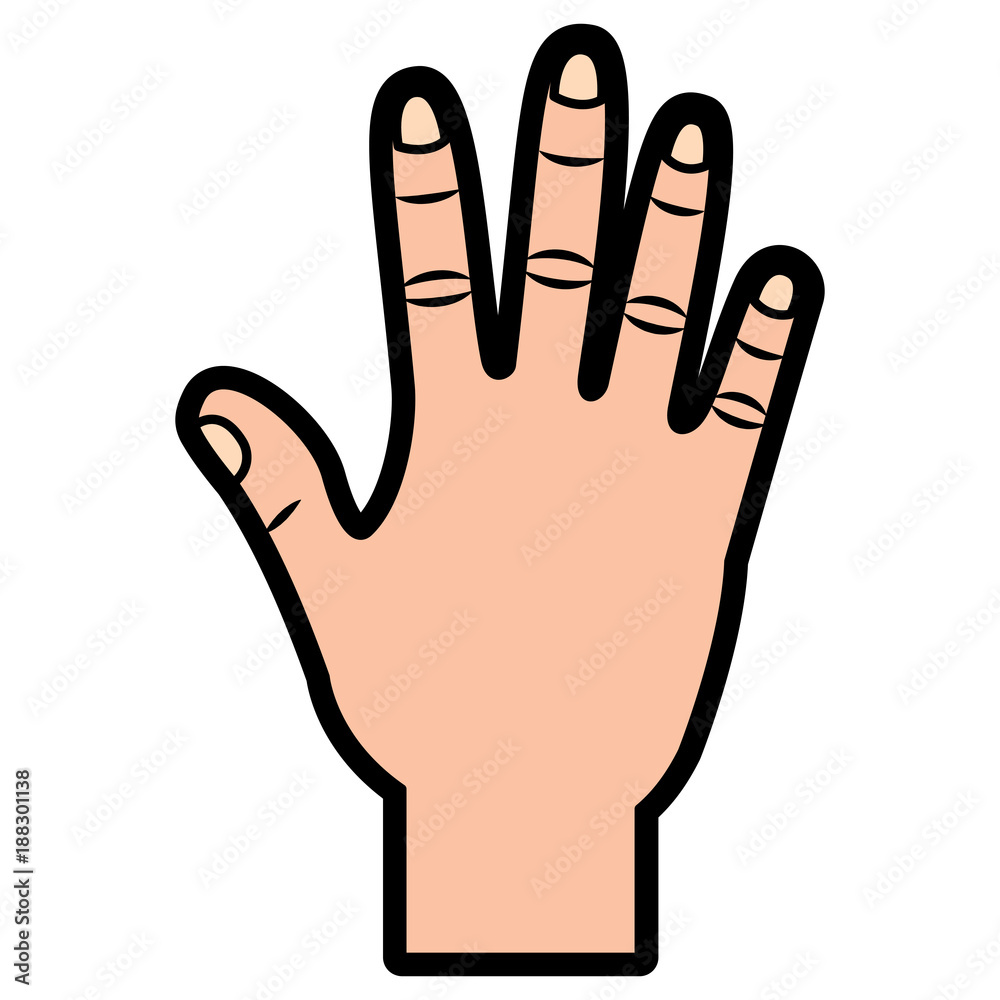 Fototapeta premium opened hand palm counting fingers number five vector illustration
