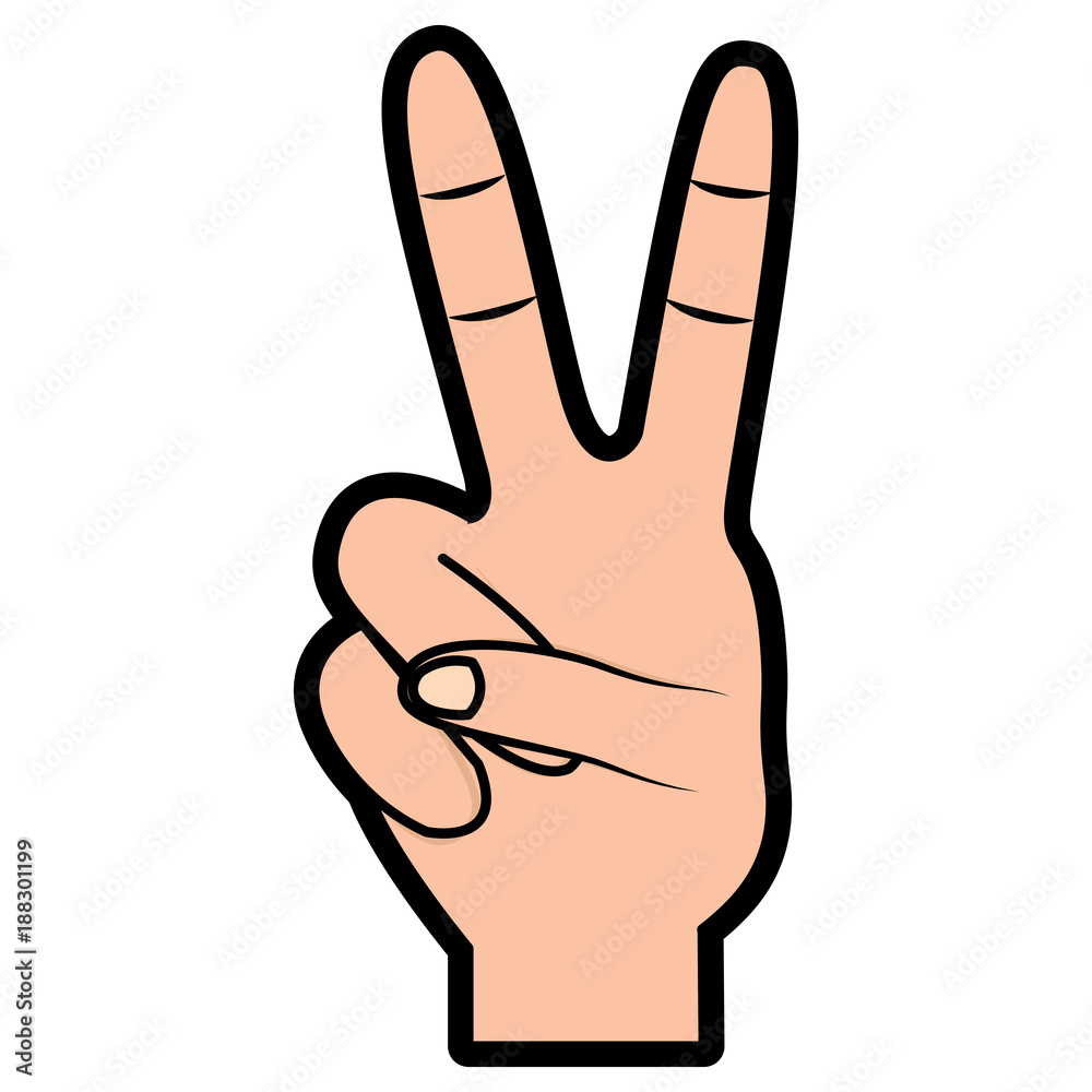 hand with two fingers victory peace and love sign vector illustration design hand with two fingers victory peace and love sign vector illustration design