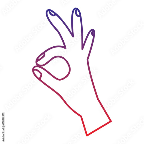 three fingers up ok hand gesture icon image vector illustration design 