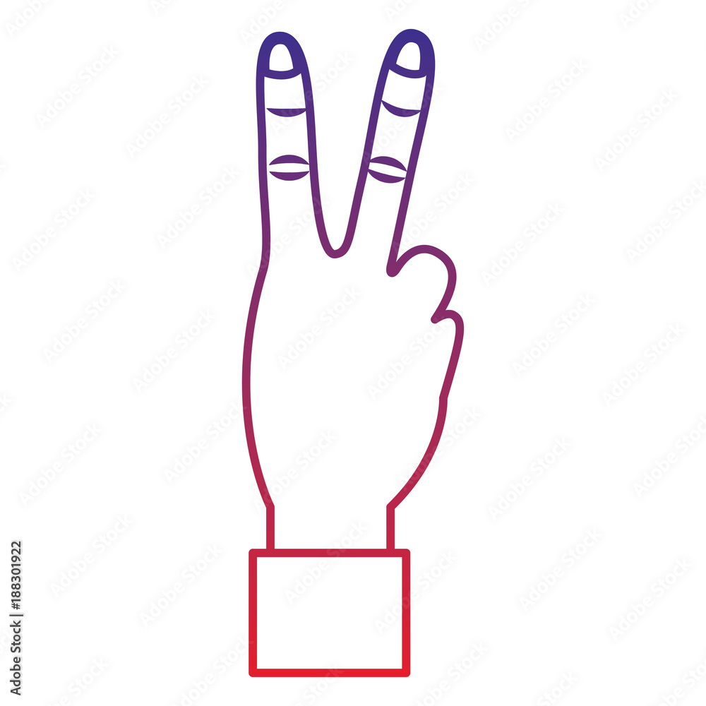 two fingers up peace hand gesture icon image vector illustration design 