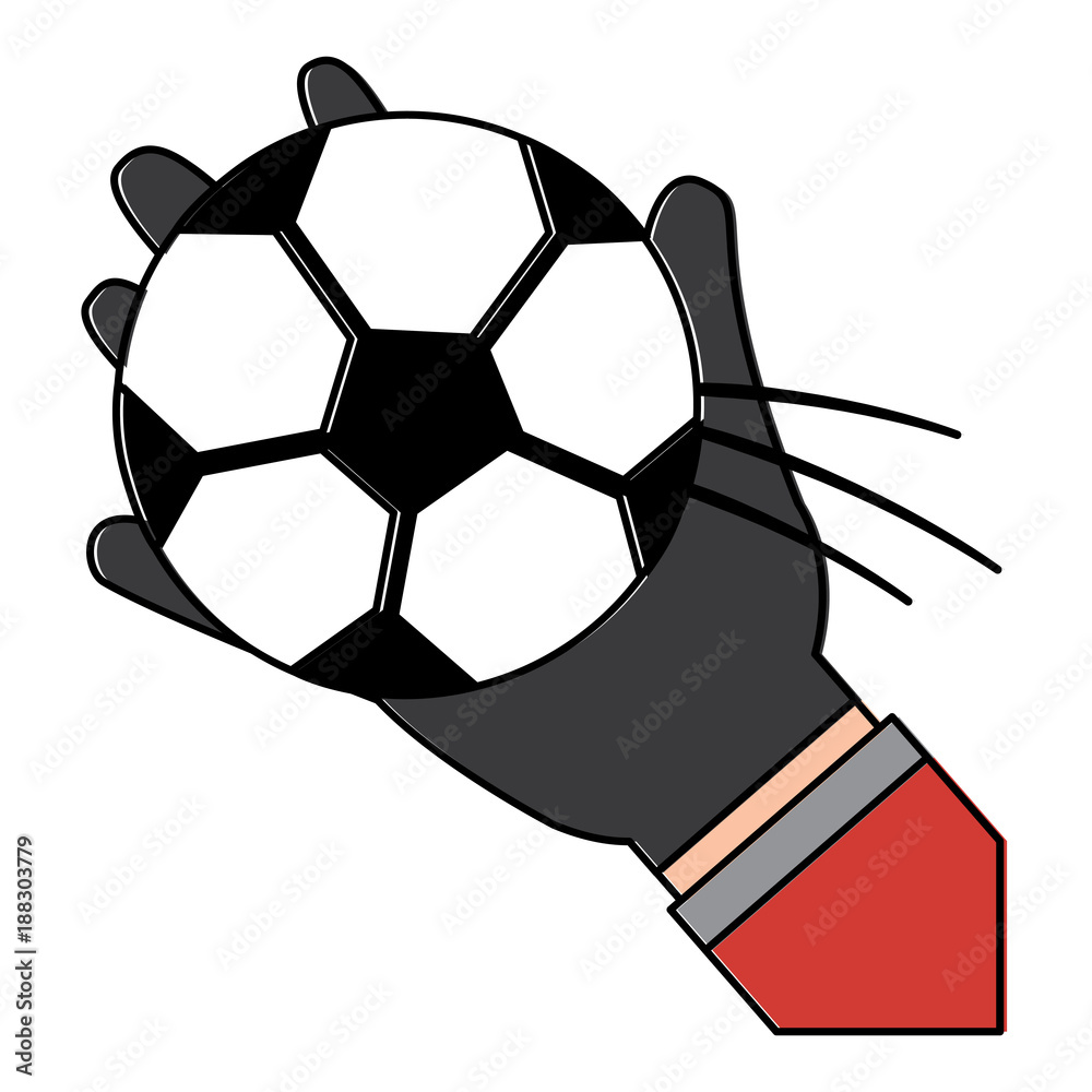 Obraz premium hand holding football ball sport vector illustration
