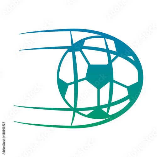 ball shooting into net football soccer icon image vector illustration design  blue to green ombre